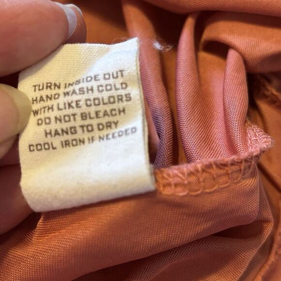 Coral Medium Flutter Sleeve Smocked Midi Dress Womens Casual Tiered Gauze - Picture 8 of 11